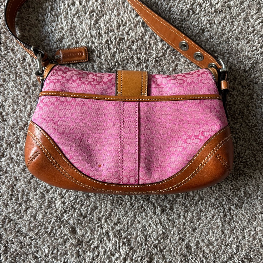 Coach mini soho in pink signature jacquard Canvas Shoulder Bag - Picture 2 of 5